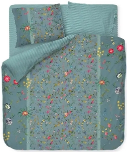 Blomstret sengetøj 200x220cm - Petites Fleurs - Blåt sengetøj dobbeltdyne - 2 i 1 design - 100% bomuld - Pip Studio